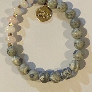 Kinsley Armelle Pink and Gray Stone Bracelet with Charm